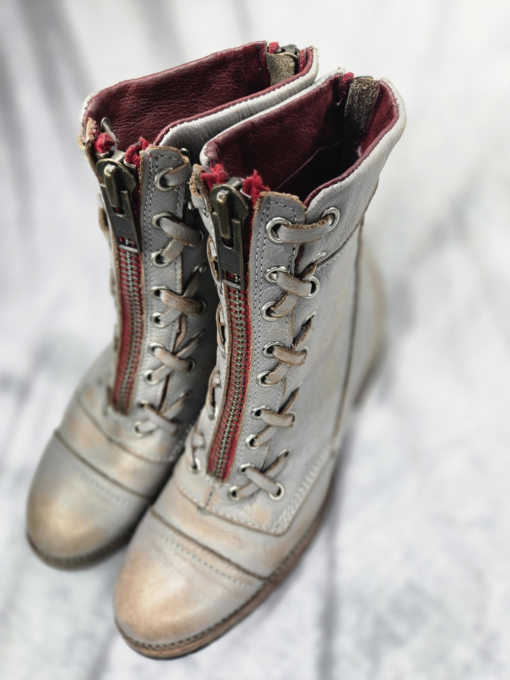 Freebird Liverpool boots feature a distinct front zipper closure and red lining. - Picture 3 of 6